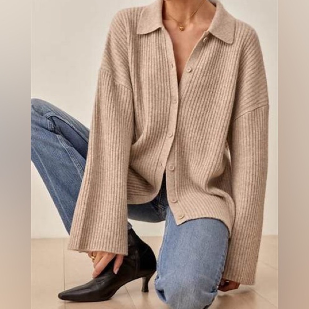 Reformation Fantino Cashmere Collared Cardigan